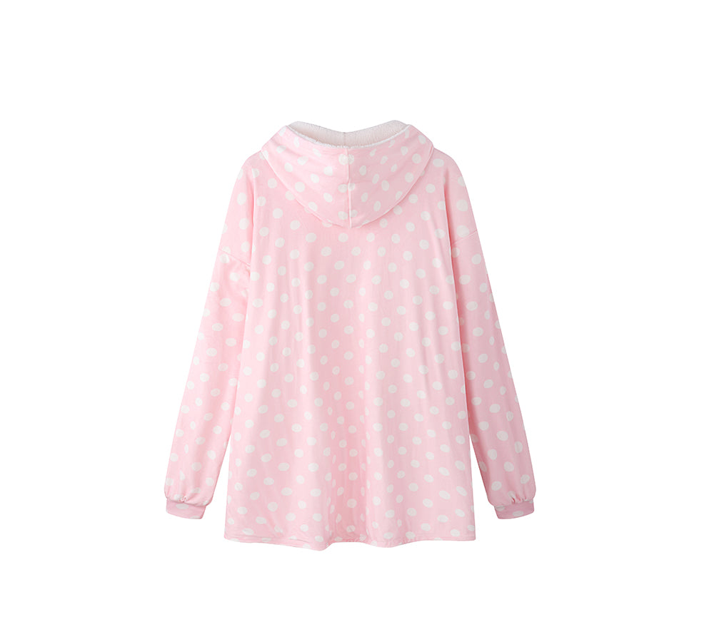 TARRAMARRA® Reversible Hoodie Blanket Unisex Pink Polka Dot