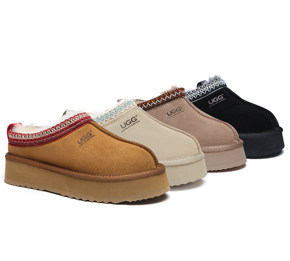 AUSTRALIAN SHEPHERD® UGG Slippers Sheepskin Wool Ankle Platform Tazzy Ventus