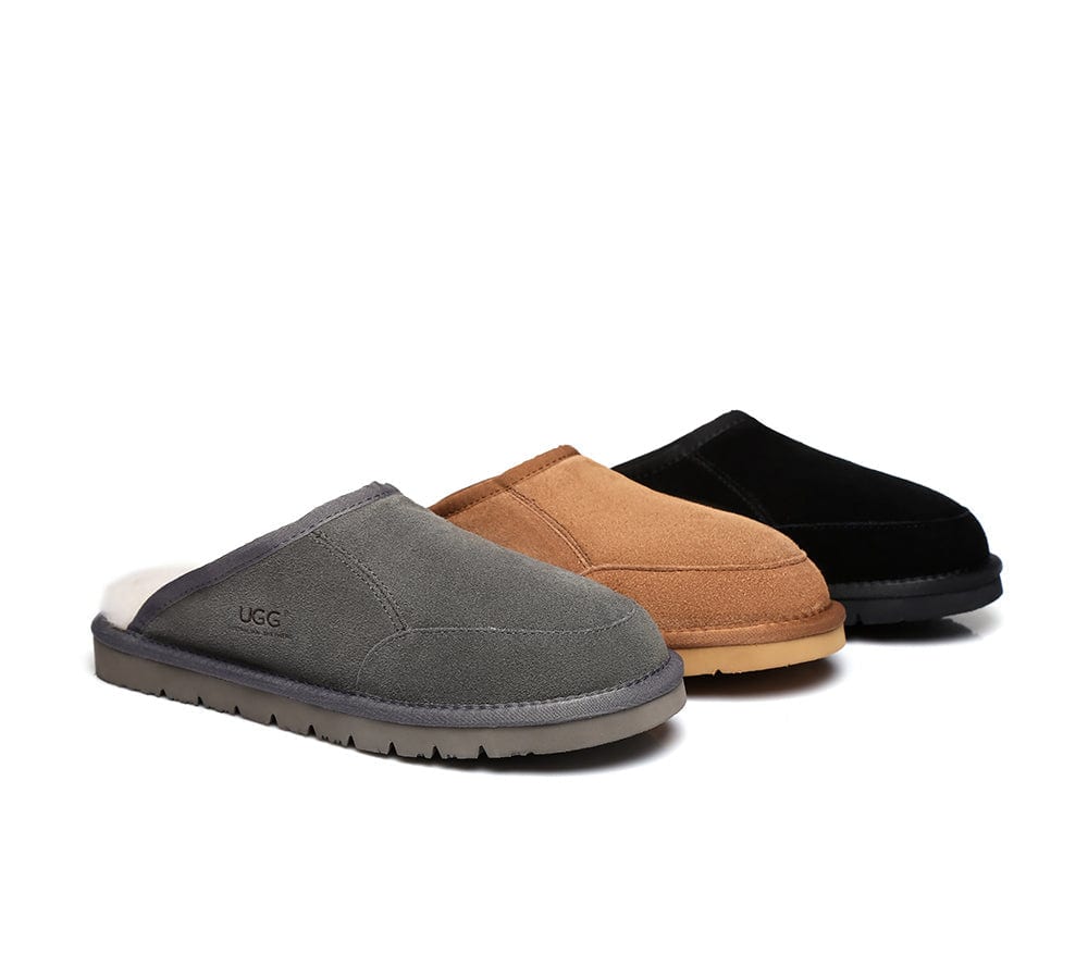AUSTRALIAN SHEPHERD® UGG Slippers Men Sheepskin Wool Scuff Bred