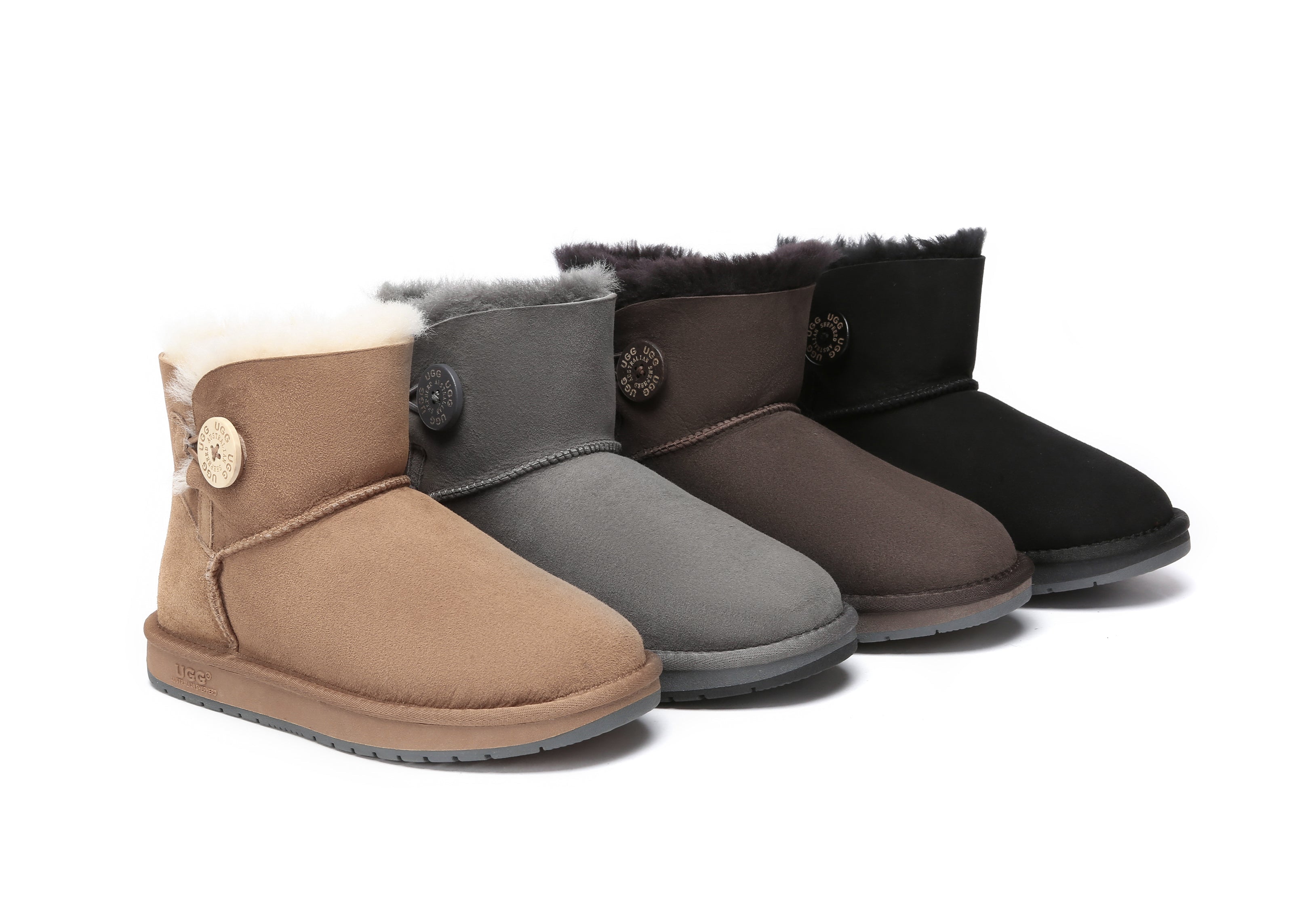 AUSTRALIAN SHEPHERD® UGG Boots Double Face Sheepskin Wool Mini Button