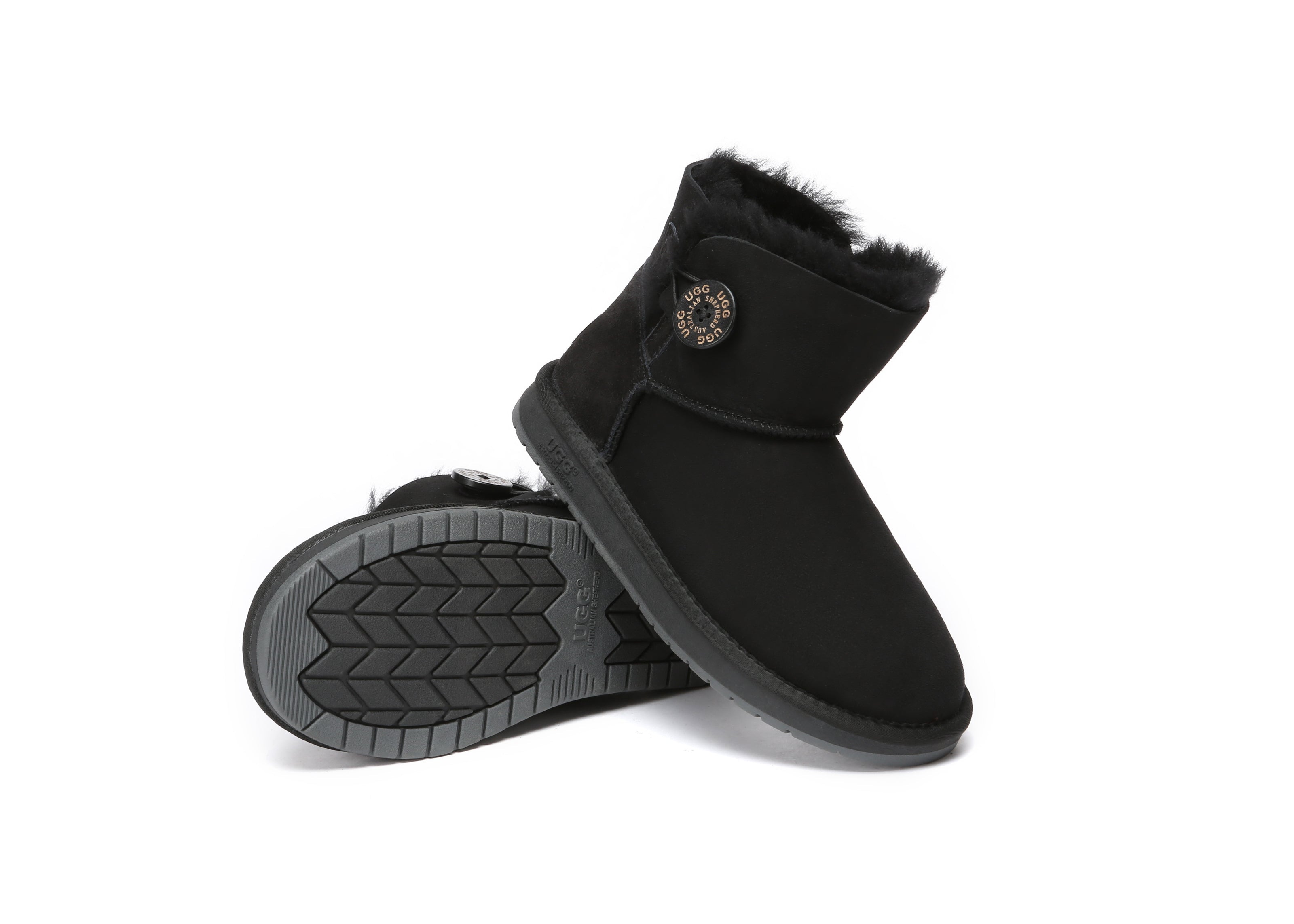AUSTRALIAN SHEPHERD® UGG Boots Double Face Sheepskin Wool Mini Button