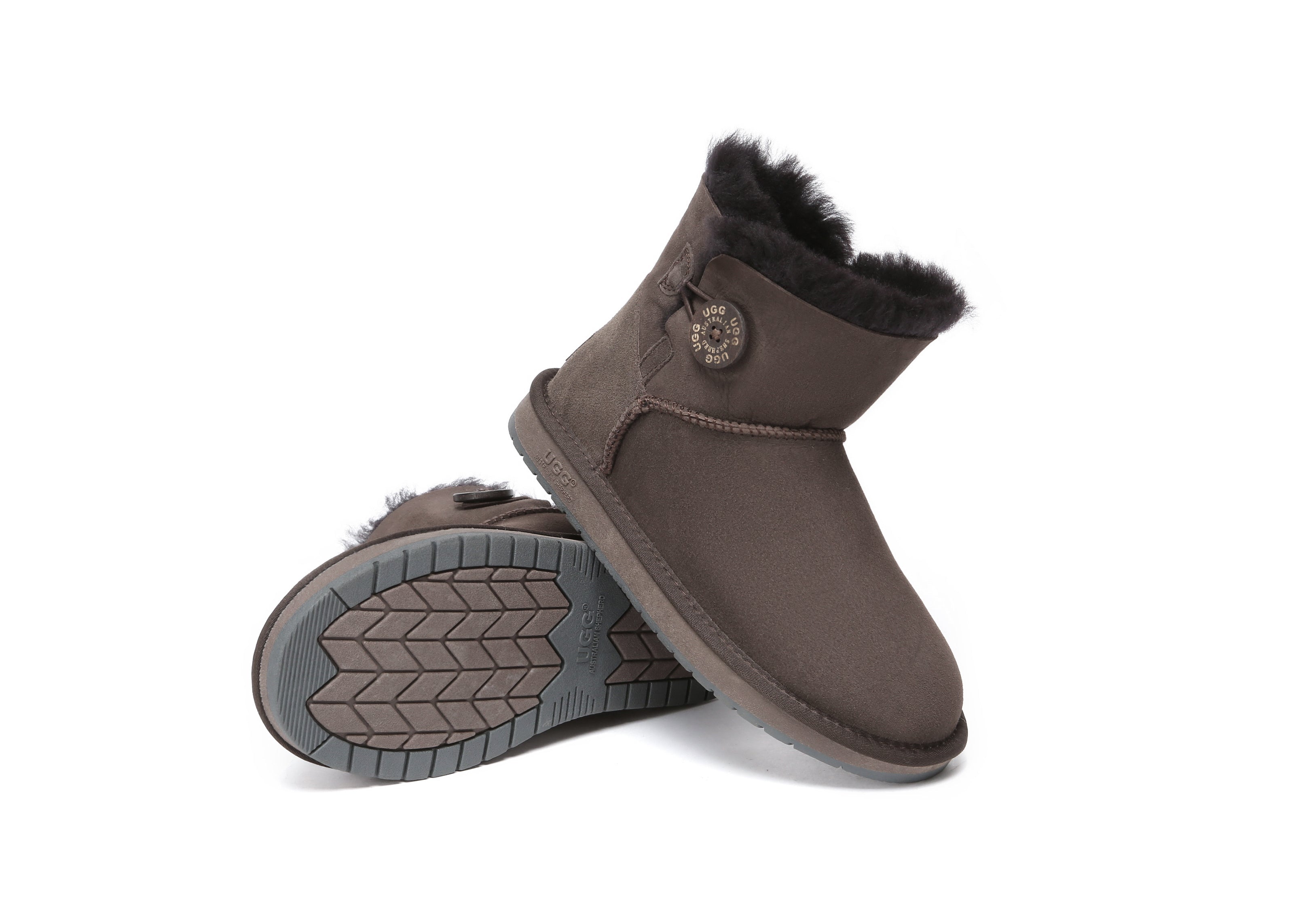 AUSTRALIAN SHEPHERD® UGG Boots Double Face Sheepskin Wool Mini Button