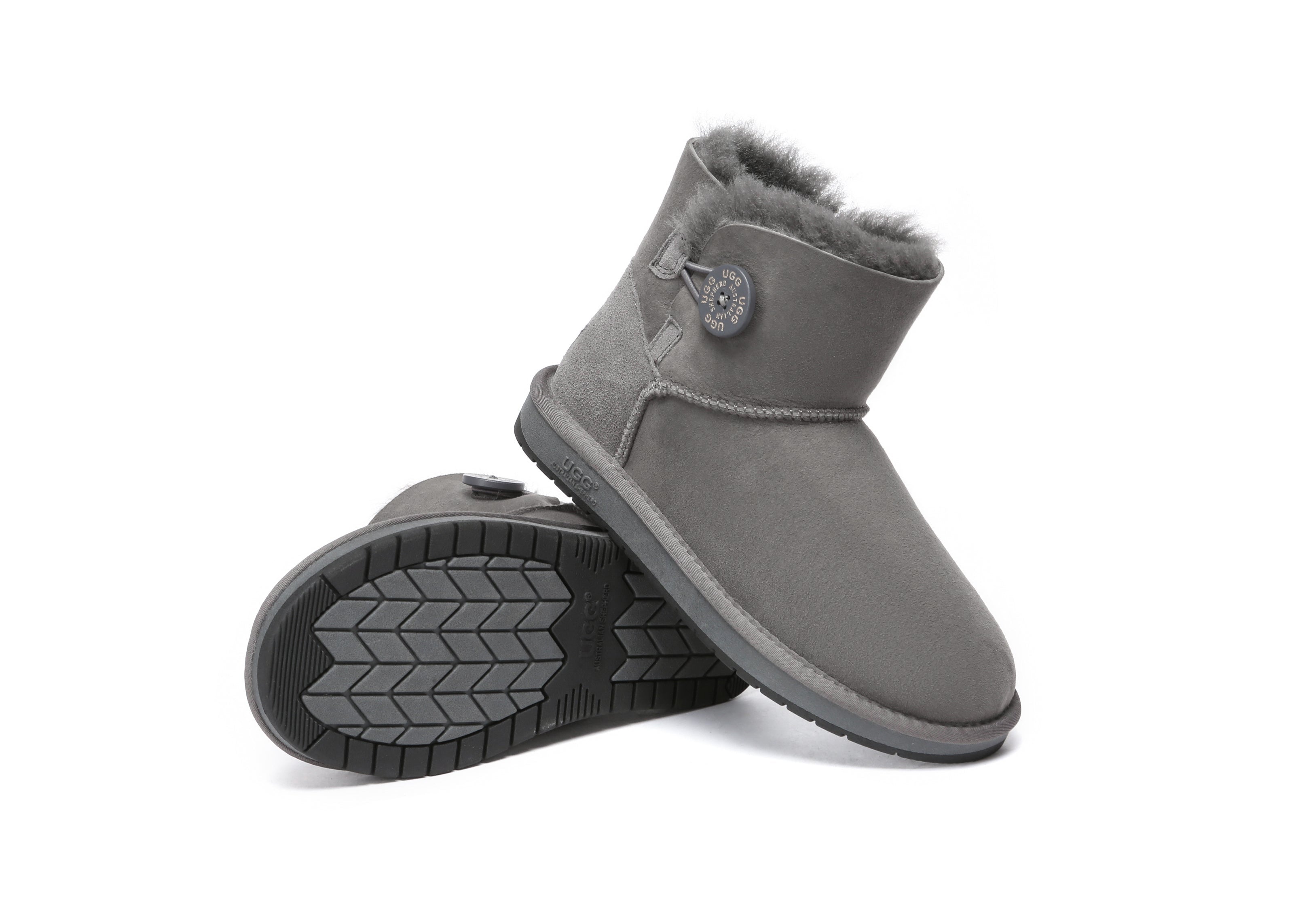 AUSTRALIAN SHEPHERD® UGG Boots Double Face Sheepskin Wool Mini Button