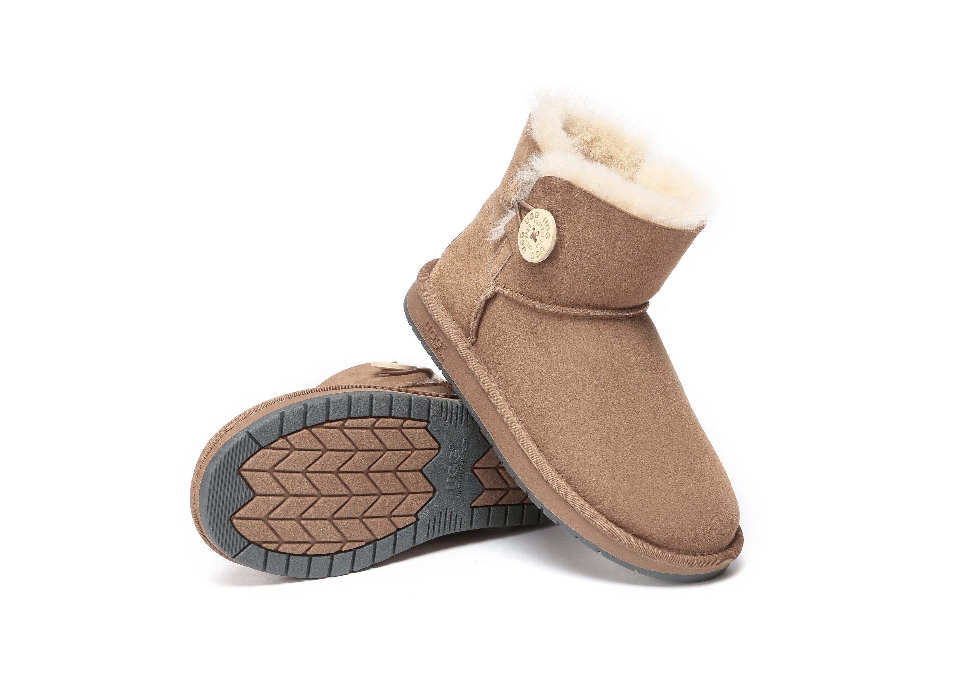 AUSTRALIAN SHEPHERD® UGG Boots Double Face Sheepskin Wool Mini Button