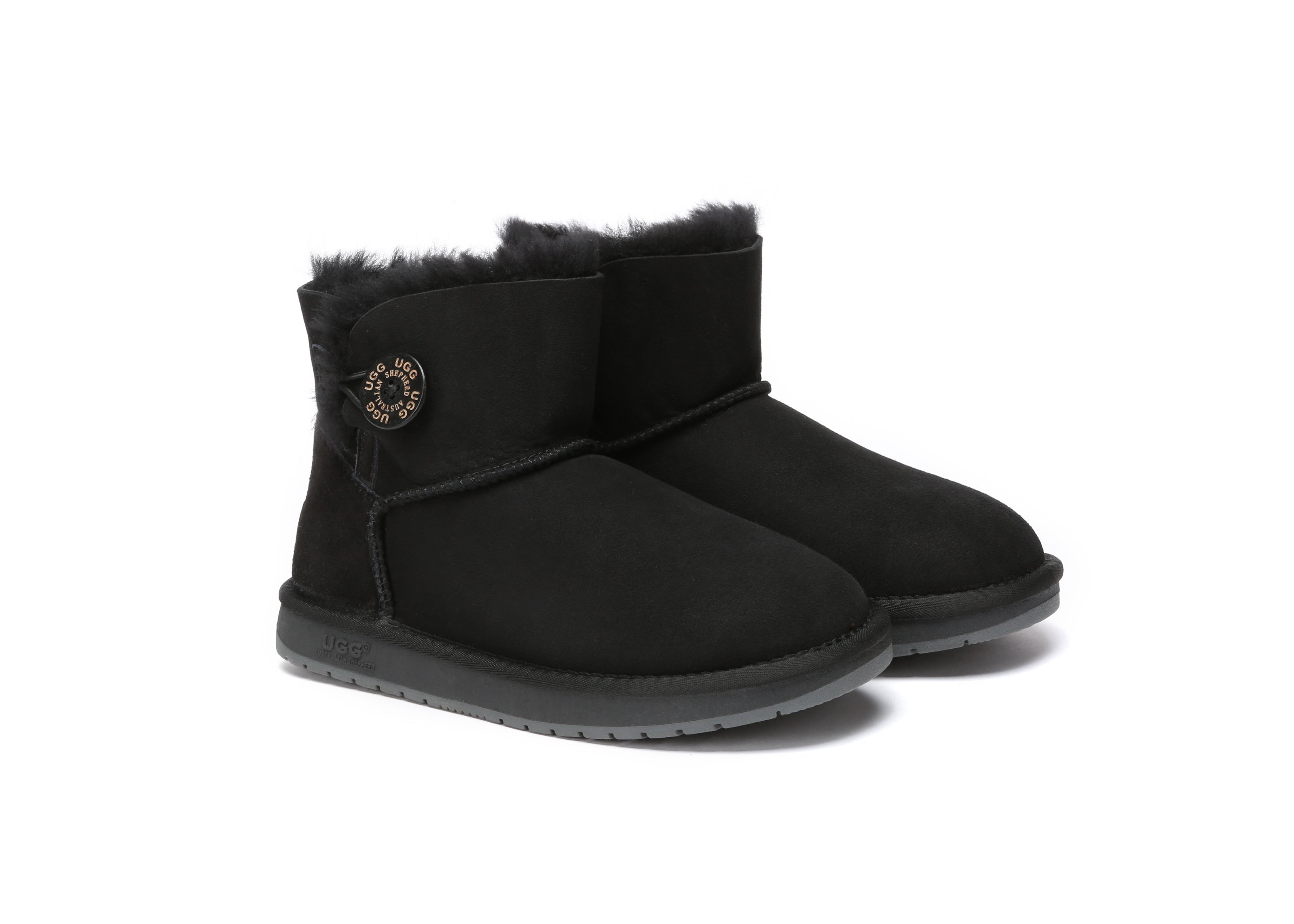 AUSTRALIAN SHEPHERD® UGG Boots Double Face Sheepskin Wool Mini Button