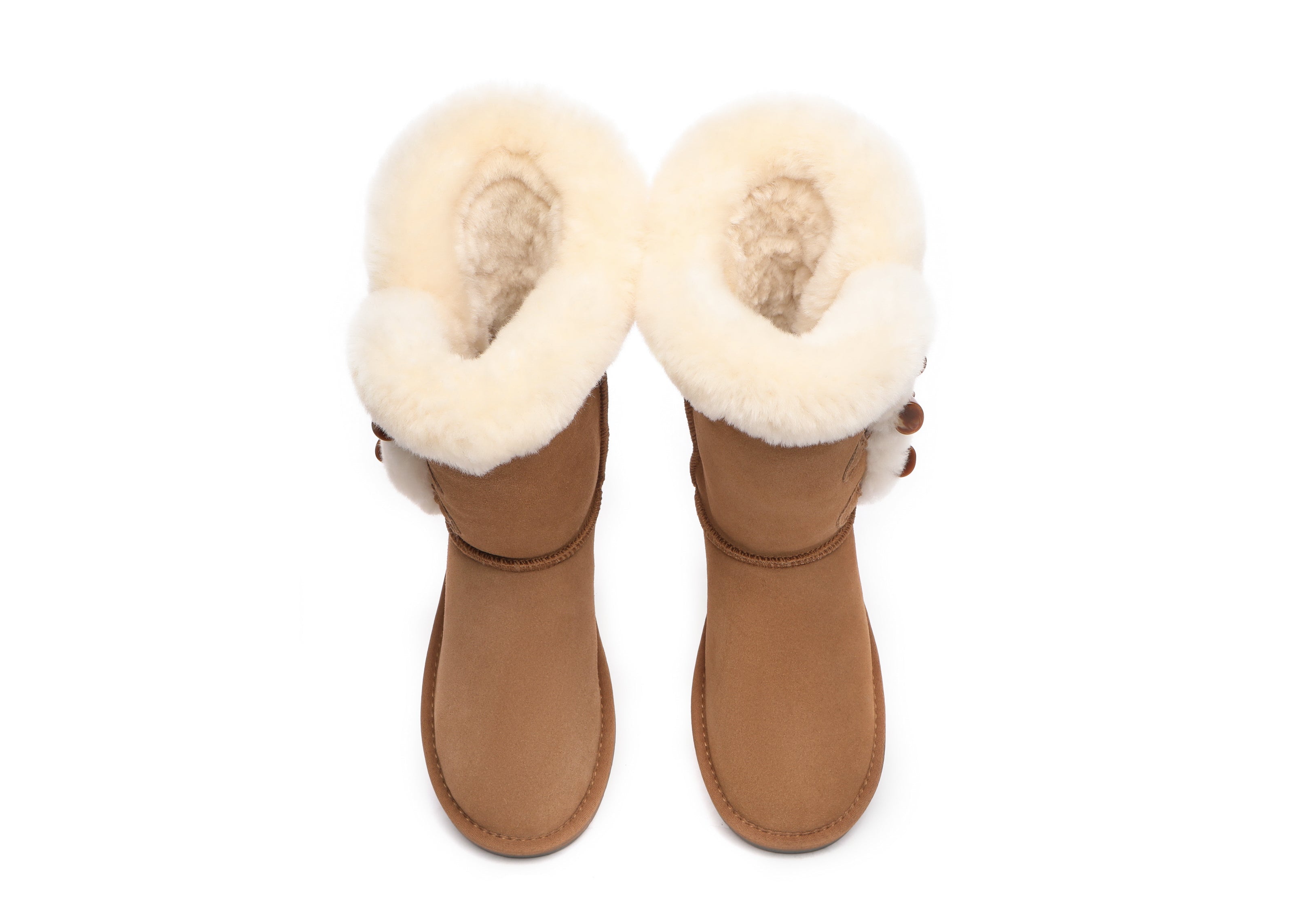 AUSTRALIAN SHEPHERD® UGG Boots Women Sheepskin Wool Horn Toggle Closure Tall Tamari