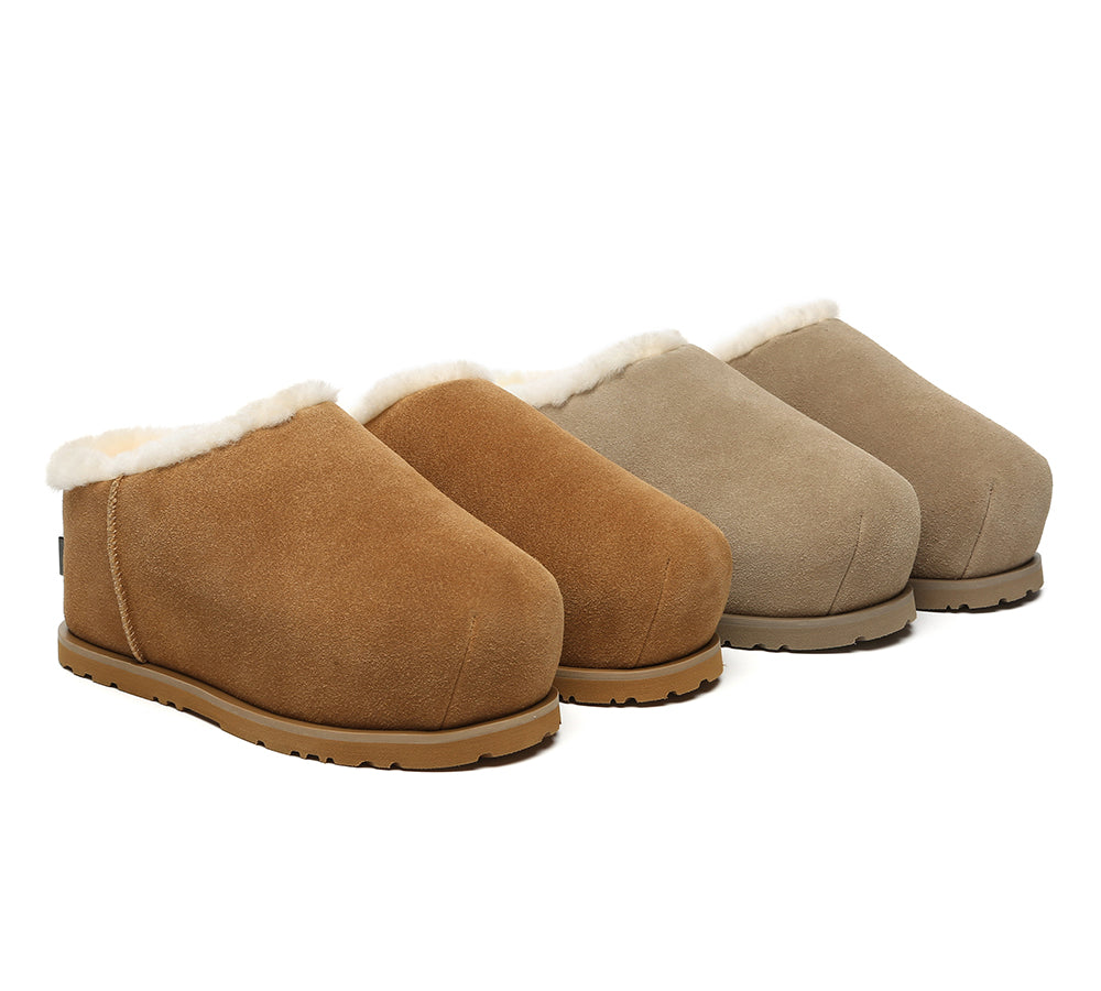 UGG EVERAU® UGG Slippers Sheepskin Wool Chunky Ankle Euro Loaf Pablo