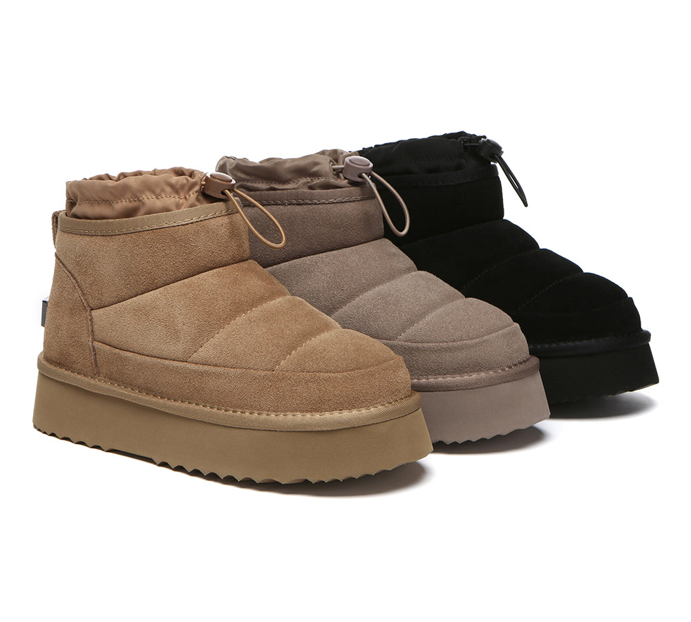 UGG EVERAU® UGG Boots Women Sheepskin Wool Drawstring Platform Picken