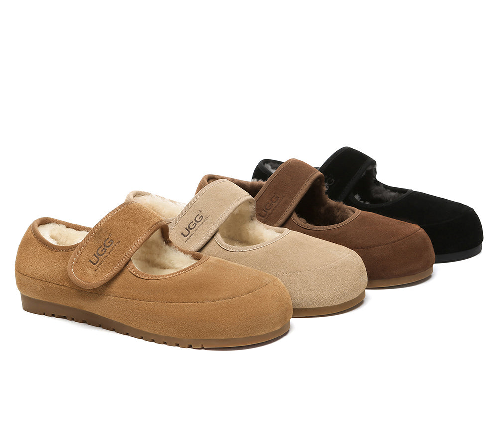AUSTRALIAN SHEPHERD® UGG Slippers Sheepskin Wool Adjustable Strap Millie
