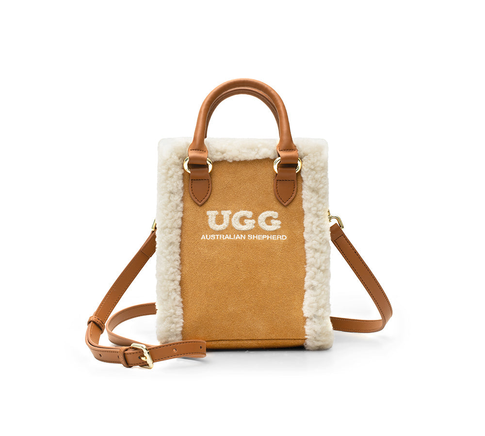 AUSTRALIAN SHEPHERD® Women Fluffy Wool Adjustable Strap Over Shoulder Charlie Bag