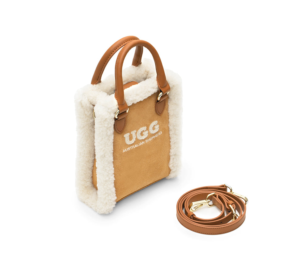 AUSTRALIAN SHEPHERD® Women Fluffy Wool Adjustable Strap Over Shoulder Charlie Bag
