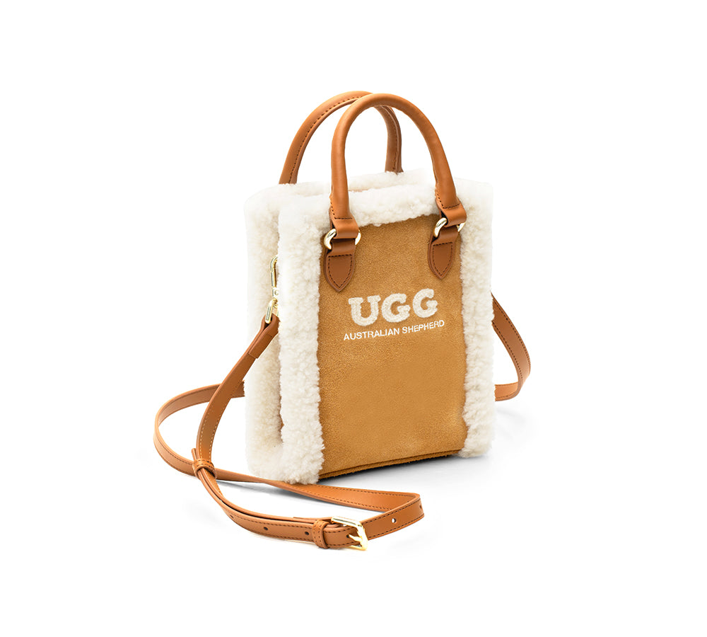 AUSTRALIAN SHEPHERD® Women Fluffy Wool Adjustable Strap Over Shoulder Charlie Bag