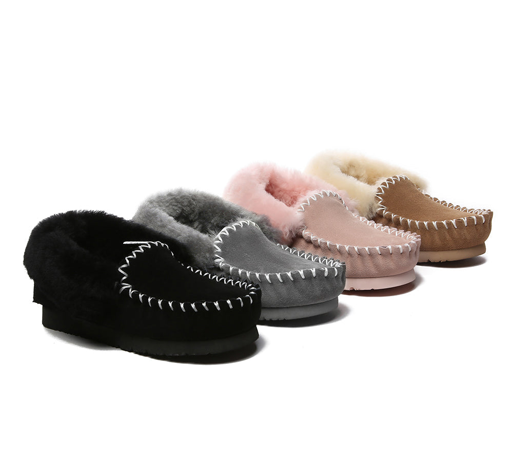 EVERAU® UGG Slippers Sheepskin Wool Ankle Popo Moccasin
