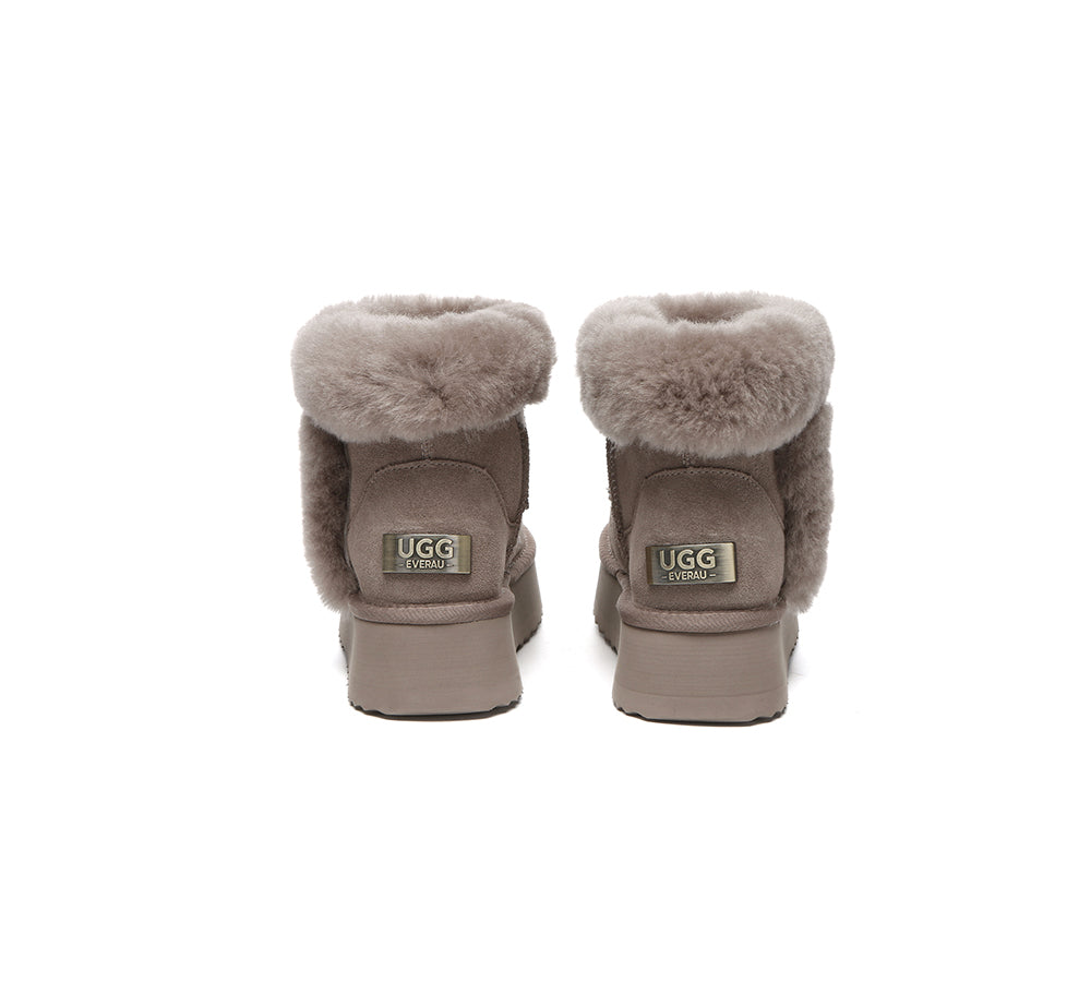 UGG EVERAU® UGG Boots Women Sheepskin Wool Shearling Lined Mini Platform Kazzi