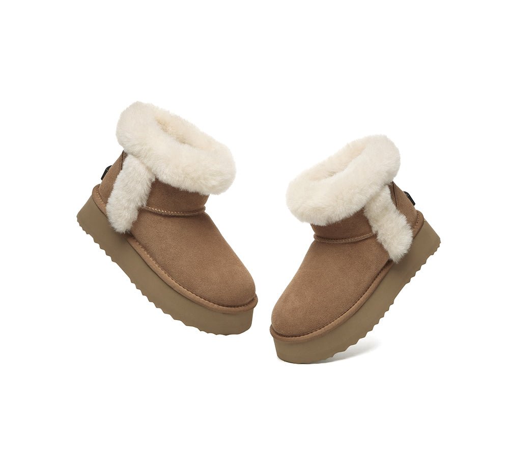 UGG EVERAU® UGG Boots Women Sheepskin Wool Shearling Lined Mini Platform Kazzi