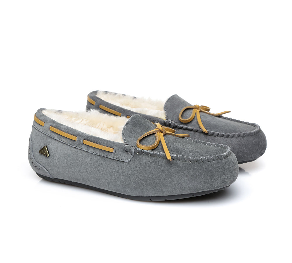 EVERAU® UGG Slippers Women Sheepskin Wool Bow Casual Miracle Moccasins