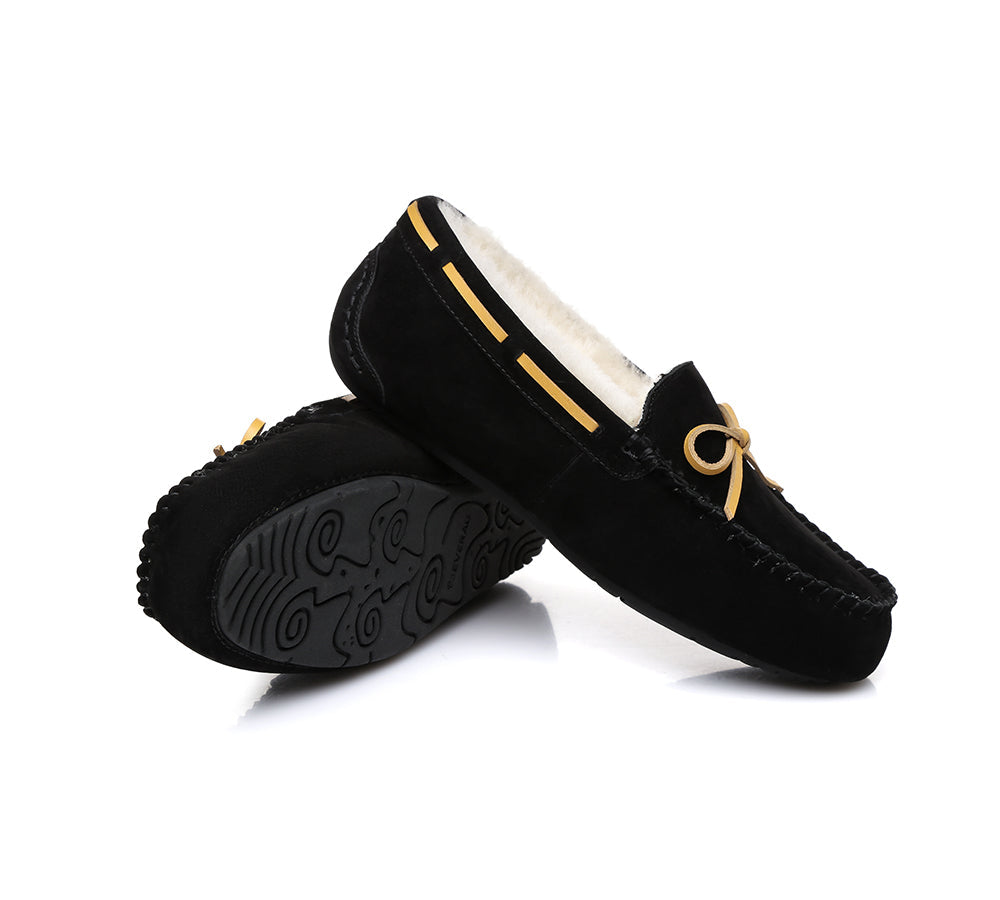 EVERAU® UGG Slippers Women Sheepskin Wool Bow Casual Miracle Moccasins
