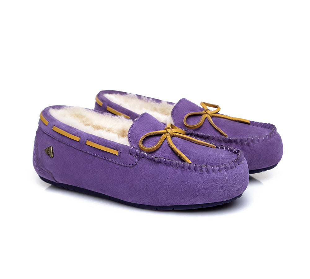 EVERAU® UGG Slippers Women Sheepskin Wool Bow Casual Miracle Moccasins
