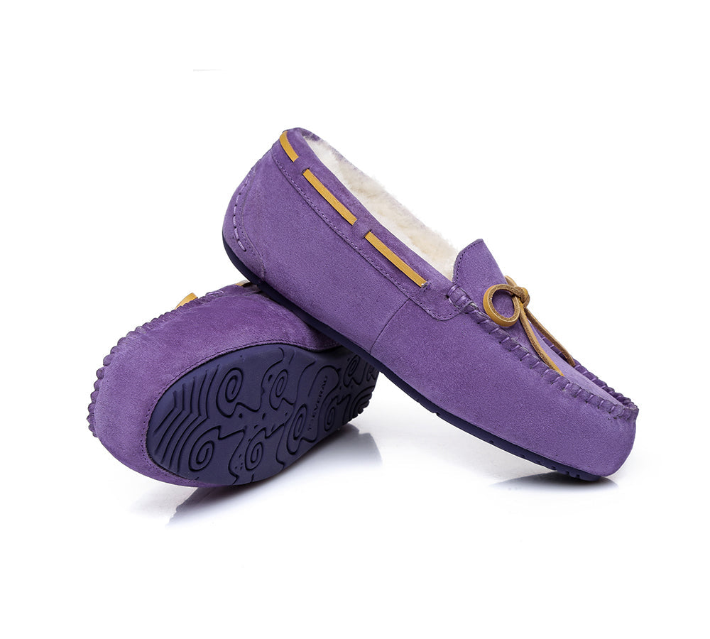 EVERAU® UGG Slippers Women Sheepskin Wool Bow Casual Miracle Moccasins