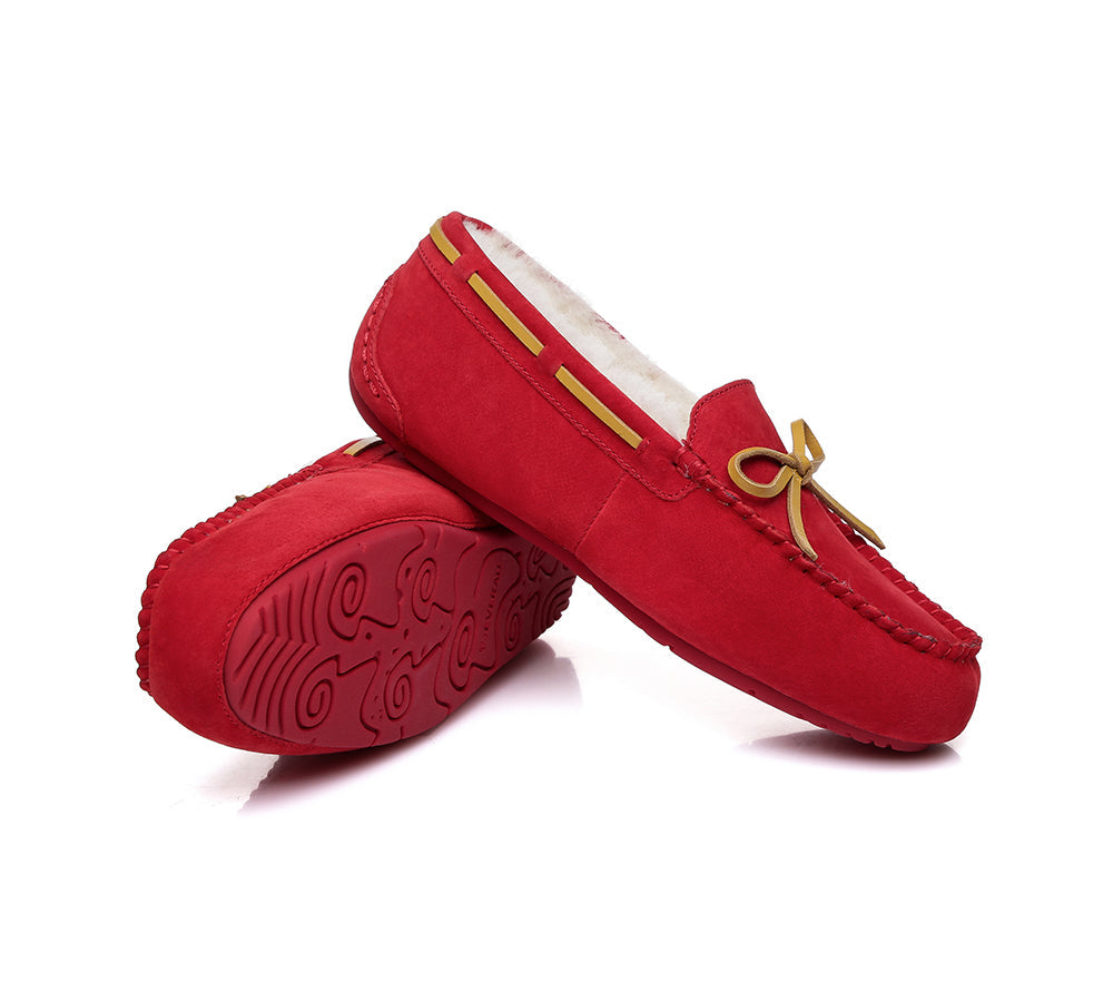 EVERAU® UGG Slippers Women Sheepskin Wool Bow Casual Miracle Moccasins