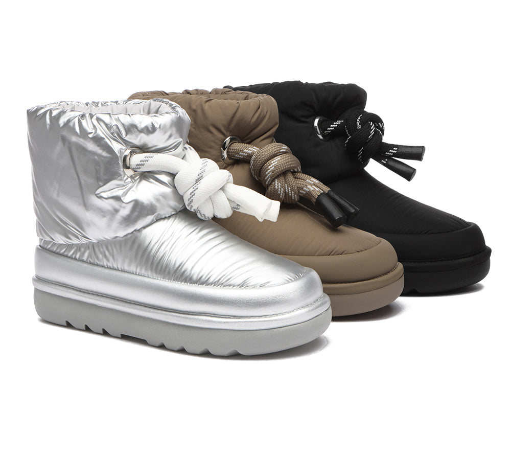 EVERAU® UGG Boots Women Sheepskin Wool Waterproof Adjustable Drawstring Ankle Delabra