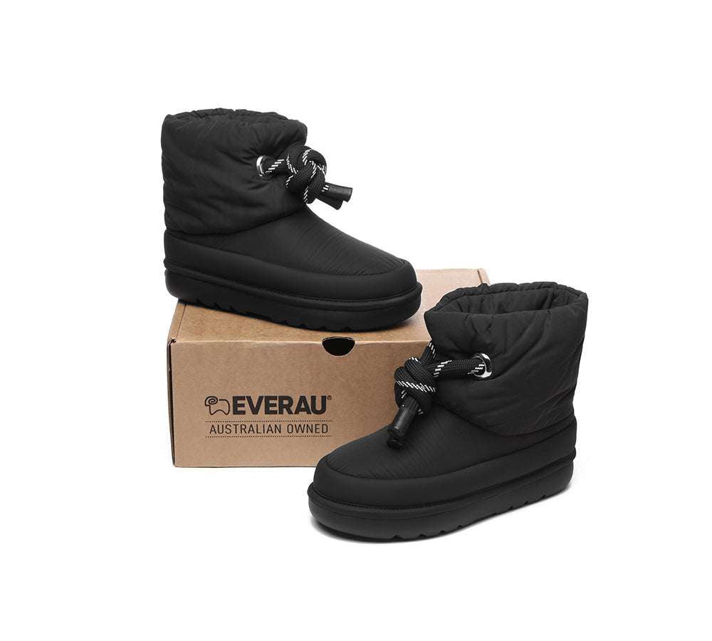 EVERAU® UGG Boots Women Sheepskin Wool Waterproof Adjustable Drawstring Ankle Delabra