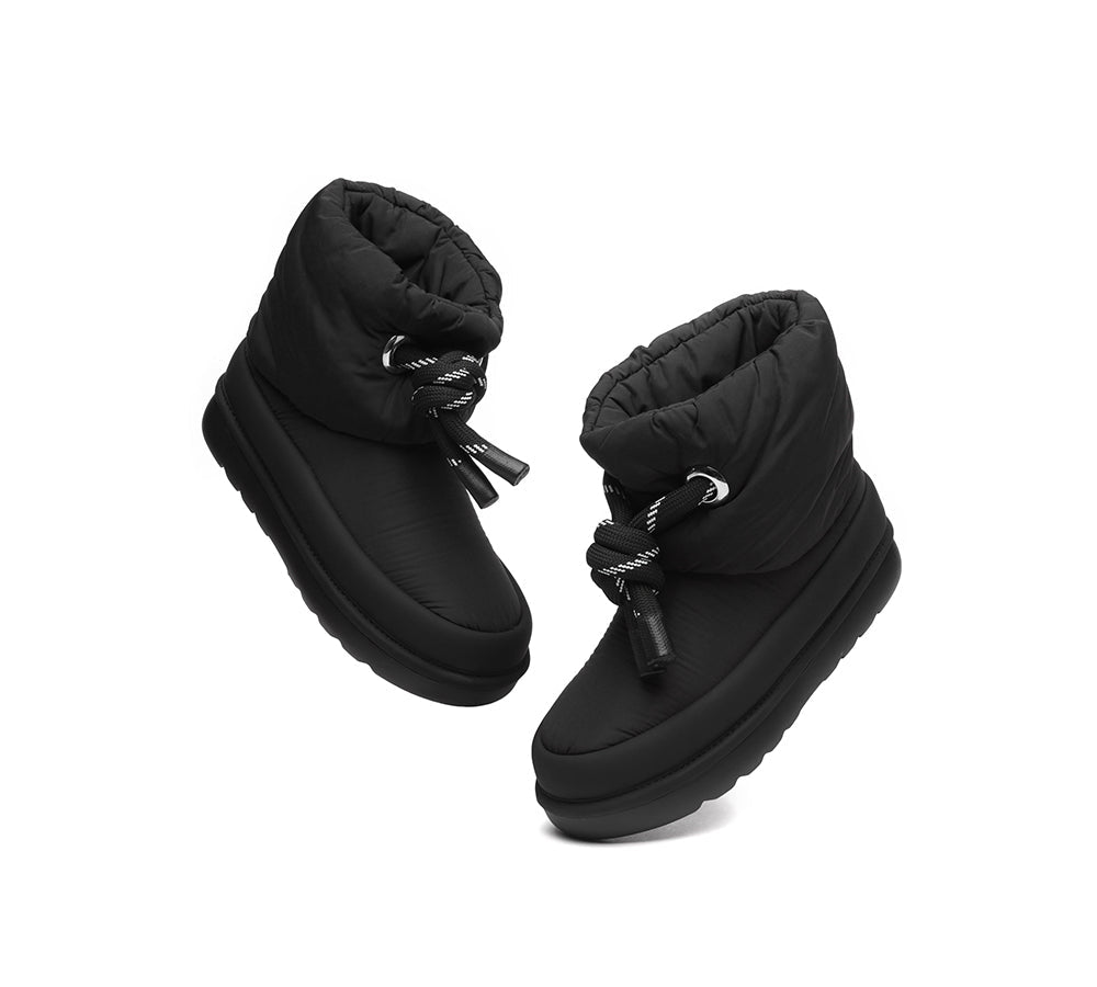 EVERAU® UGG Boots Women Sheepskin Wool Waterproof Adjustable Drawstring Ankle Delabra
