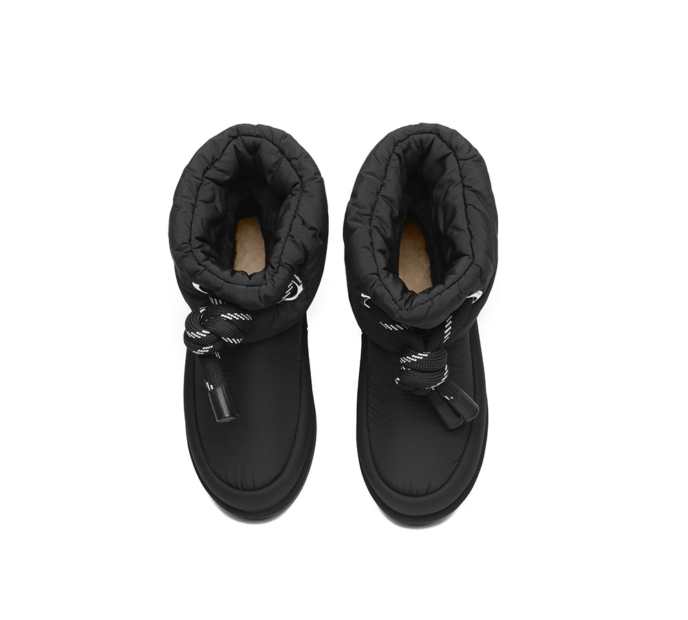 EVERAU® UGG Boots Women Sheepskin Wool Waterproof Adjustable Drawstring Ankle Delabra