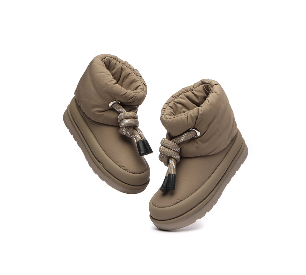 EVERAU® UGG Boots Women Sheepskin Wool Waterproof Adjustable Drawstring Ankle Delabra