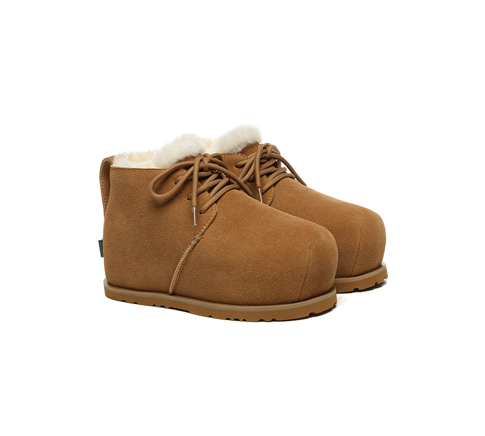 UGG EVERAU® UGG Boots Women Sheepskin Wool Ankle Lace-Up Euro Loaf Paxton