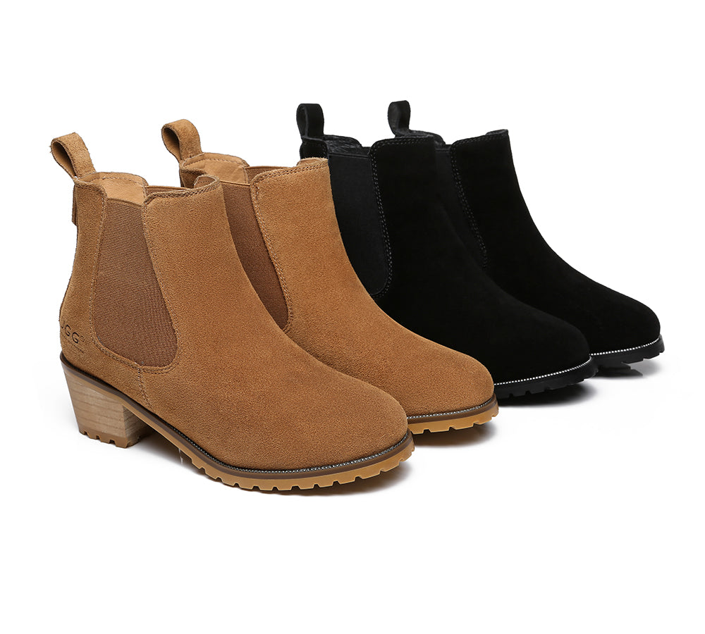 AUSTRALIAN SHEPHERD® UGG Boots Women Sheepskin Wool Block Heel Sylvia