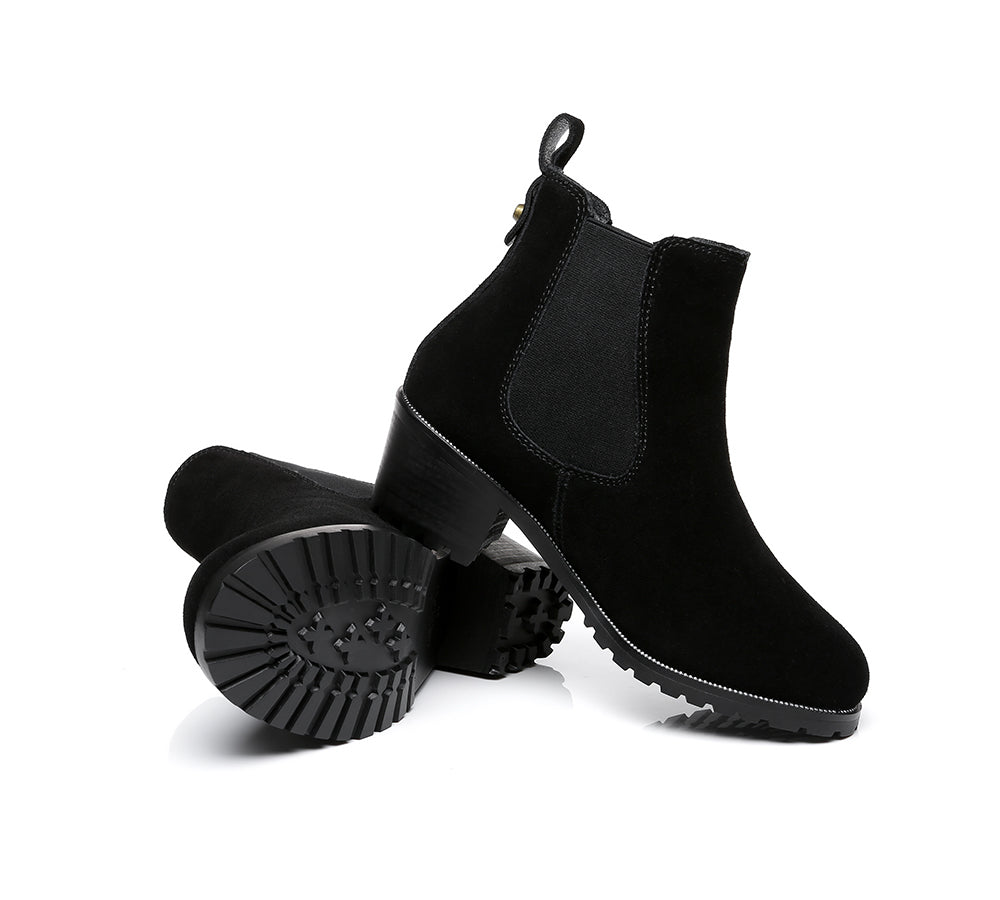 AUSTRALIAN SHEPHERD® UGG Boots Women Sheepskin Wool Block Heel Sylvia