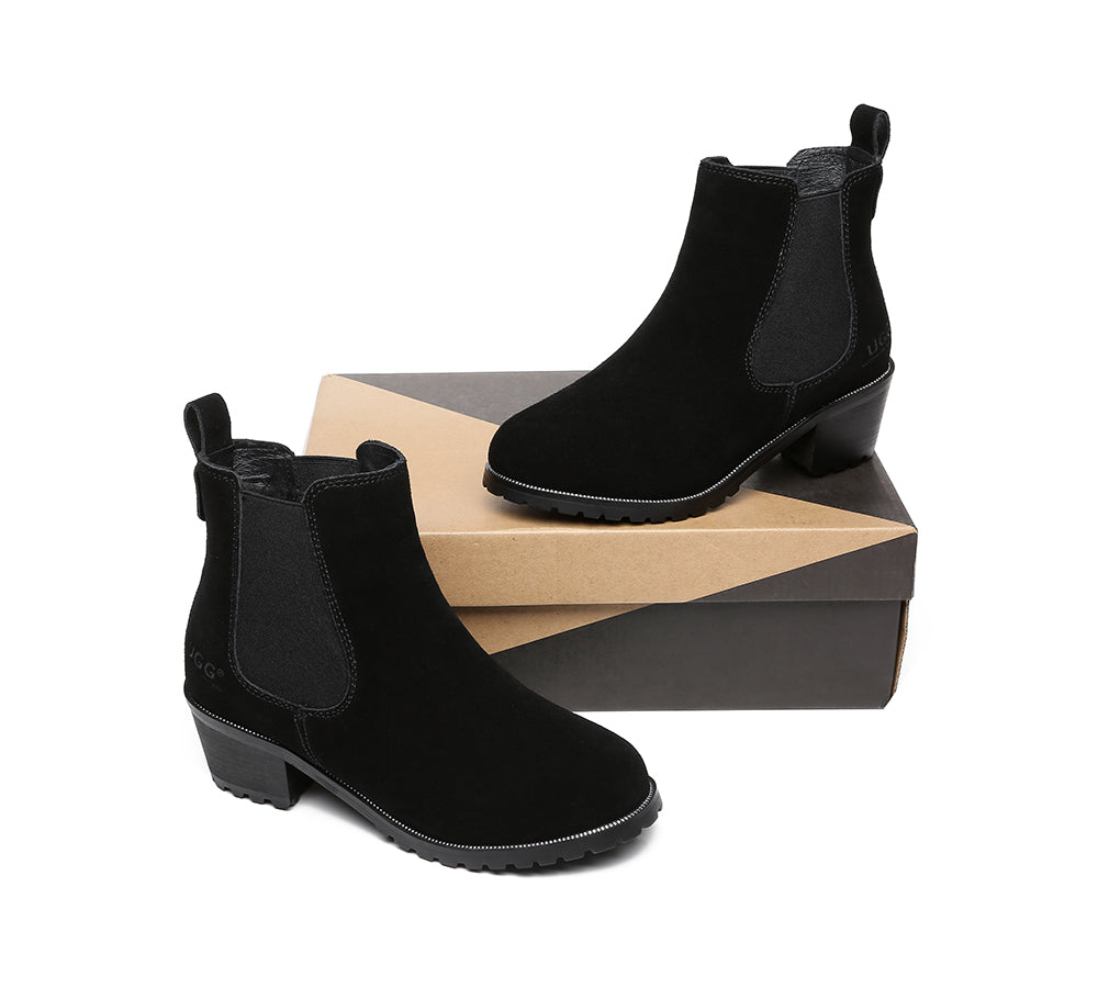 AUSTRALIAN SHEPHERD® UGG Boots Women Sheepskin Wool Block Heel Sylvia