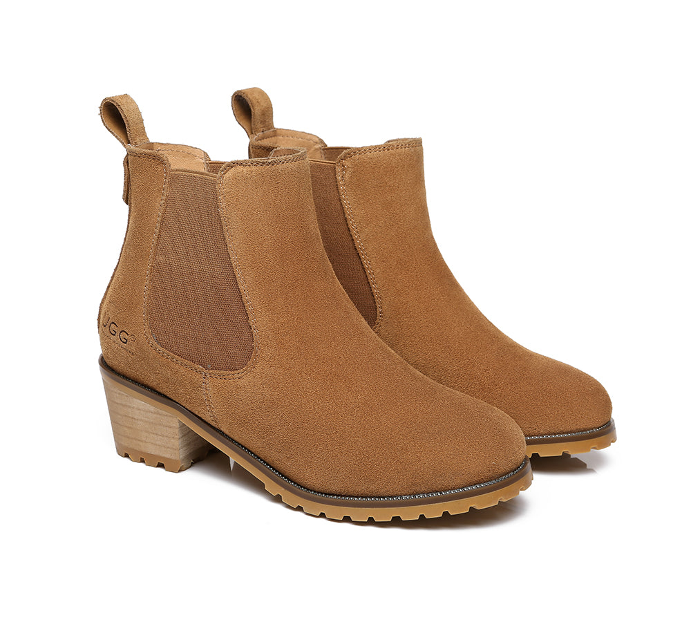 AUSTRALIAN SHEPHERD® UGG Boots Women Sheepskin Wool Block Heel Sylvia