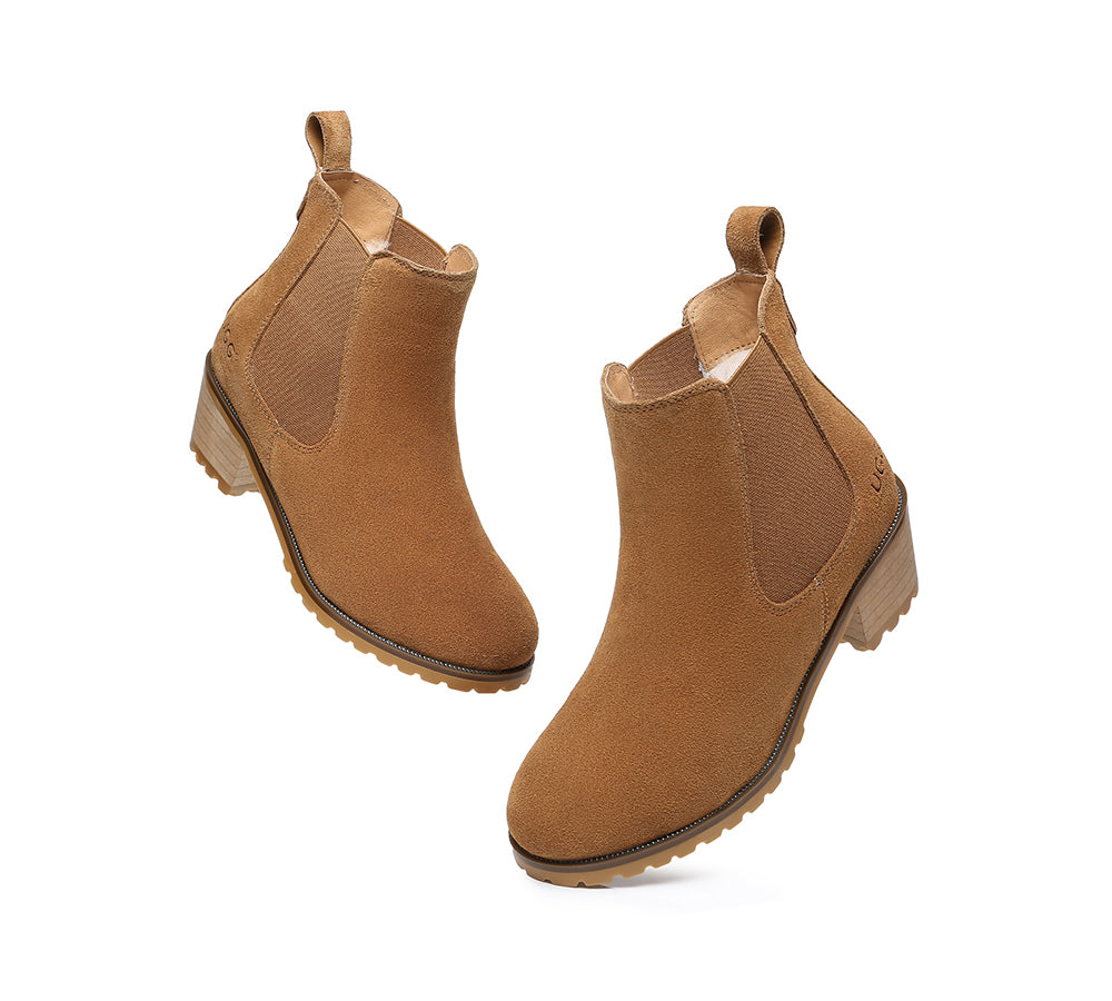 AUSTRALIAN SHEPHERD® UGG Boots Women Sheepskin Wool Block Heel Sylvia