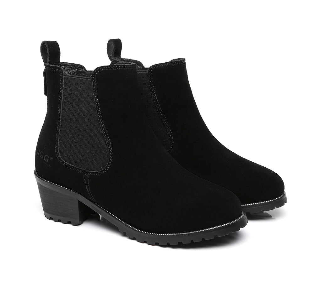 AUSTRALIAN SHEPHERD® UGG Boots Women Sheepskin Wool Block Heel Sylvia