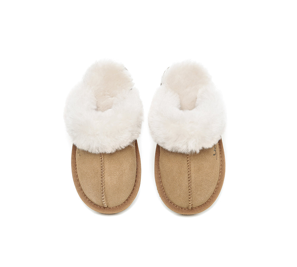 AUSTRALIAN SHEPHERD® UGG Slippers Kids Sheepskin Wool Scuff Muffin