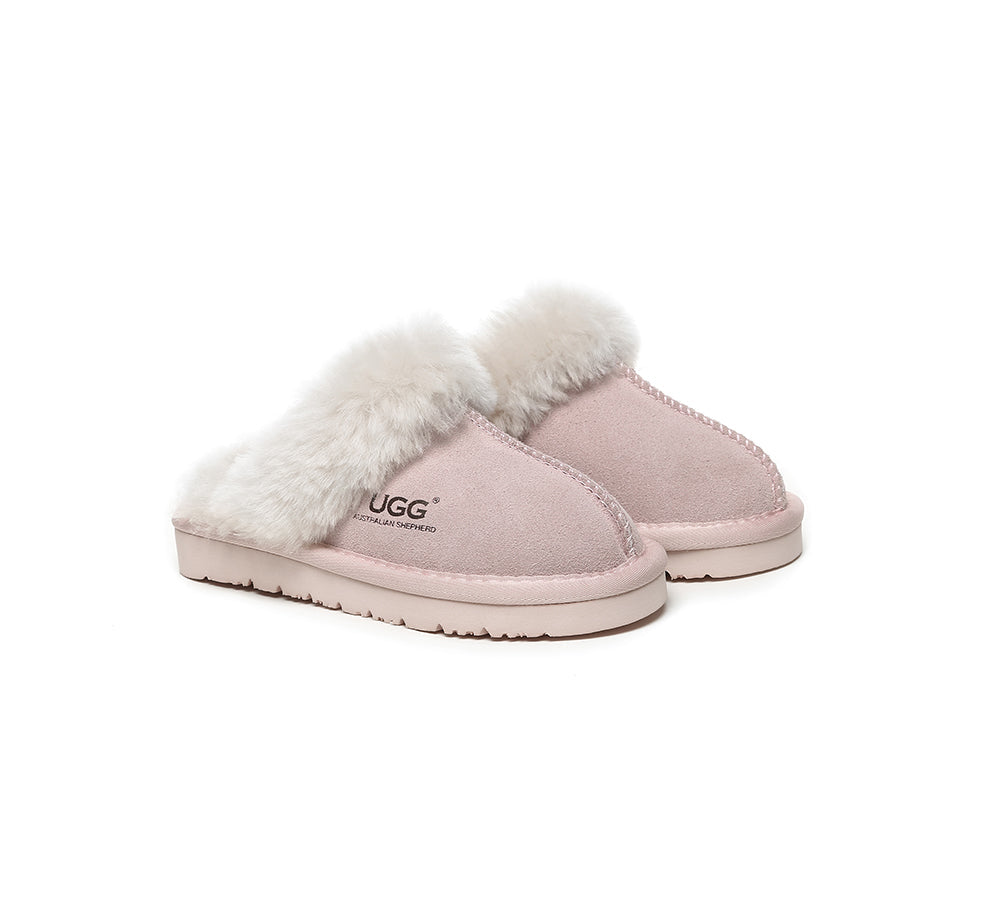 AUSTRALIAN SHEPHERD® UGG Slippers Kids Sheepskin Wool Scuff Muffin