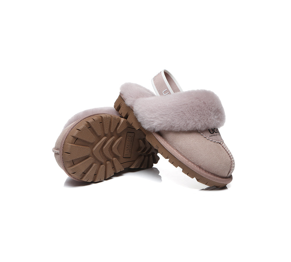 AUSTRALIAN SHEPHERD® UGG Slippers Kids Sheepskin Wool Slingback Waffle Plus