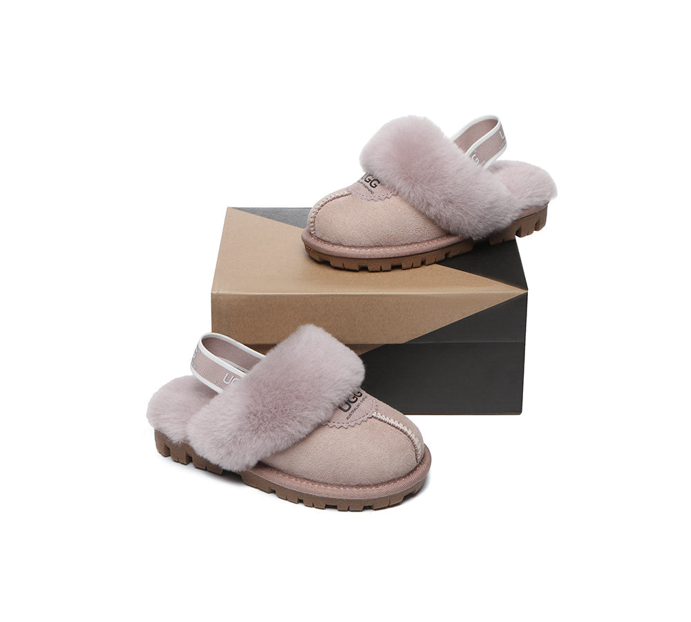 AUSTRALIAN SHEPHERD® UGG Slippers Kids Sheepskin Wool Slingback Waffle Plus