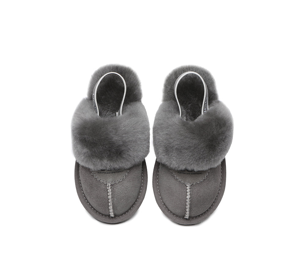 AUSTRALIAN SHEPHERD® UGG Slippers Kids Sheepskin Wool Slingback Waffle Plus