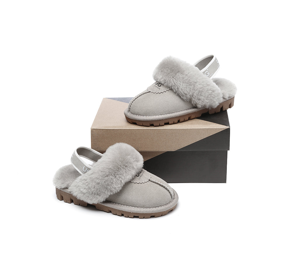 AUSTRALIAN SHEPHERD® UGG Slippers Kids Sheepskin Wool Slingback Waffle Plus