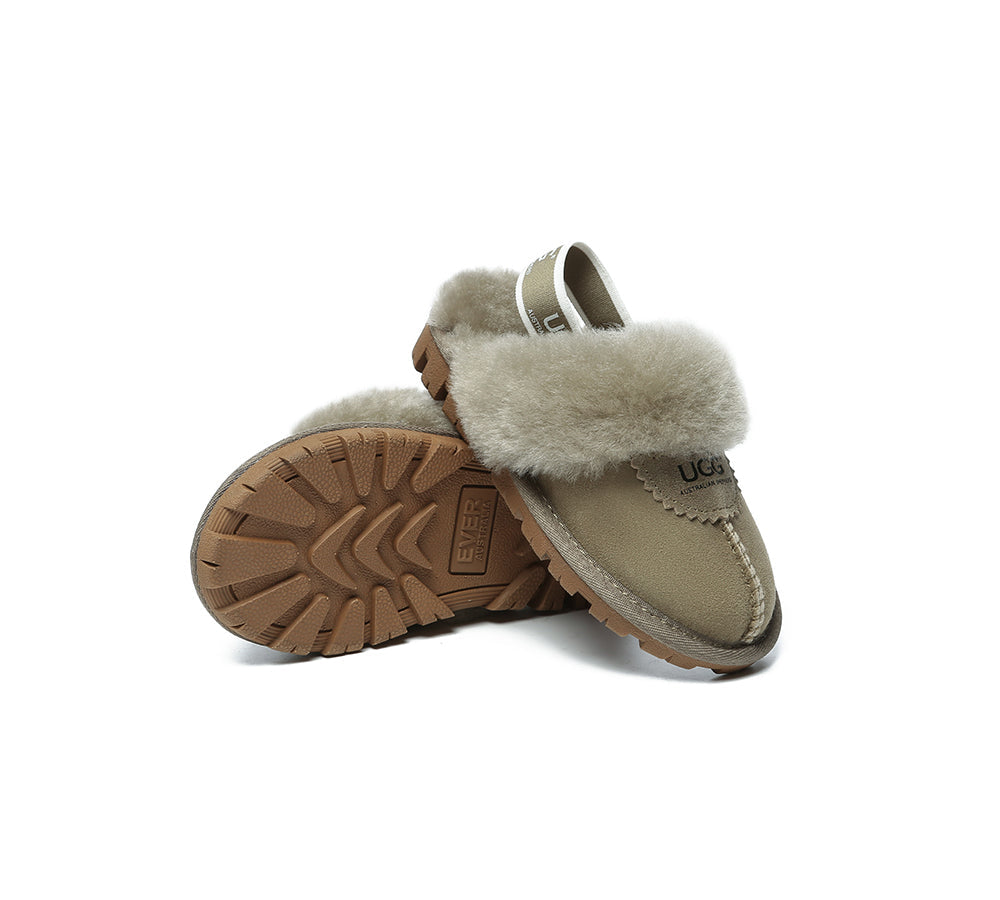 AUSTRALIAN SHEPHERD® UGG Slippers Kids Sheepskin Wool Slingback Waffle Plus
