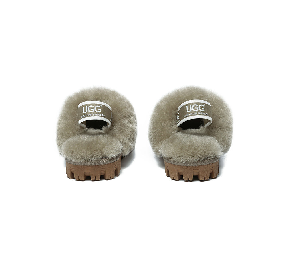 AUSTRALIAN SHEPHERD® UGG Slippers Kids Sheepskin Wool Slingback Waffle Plus