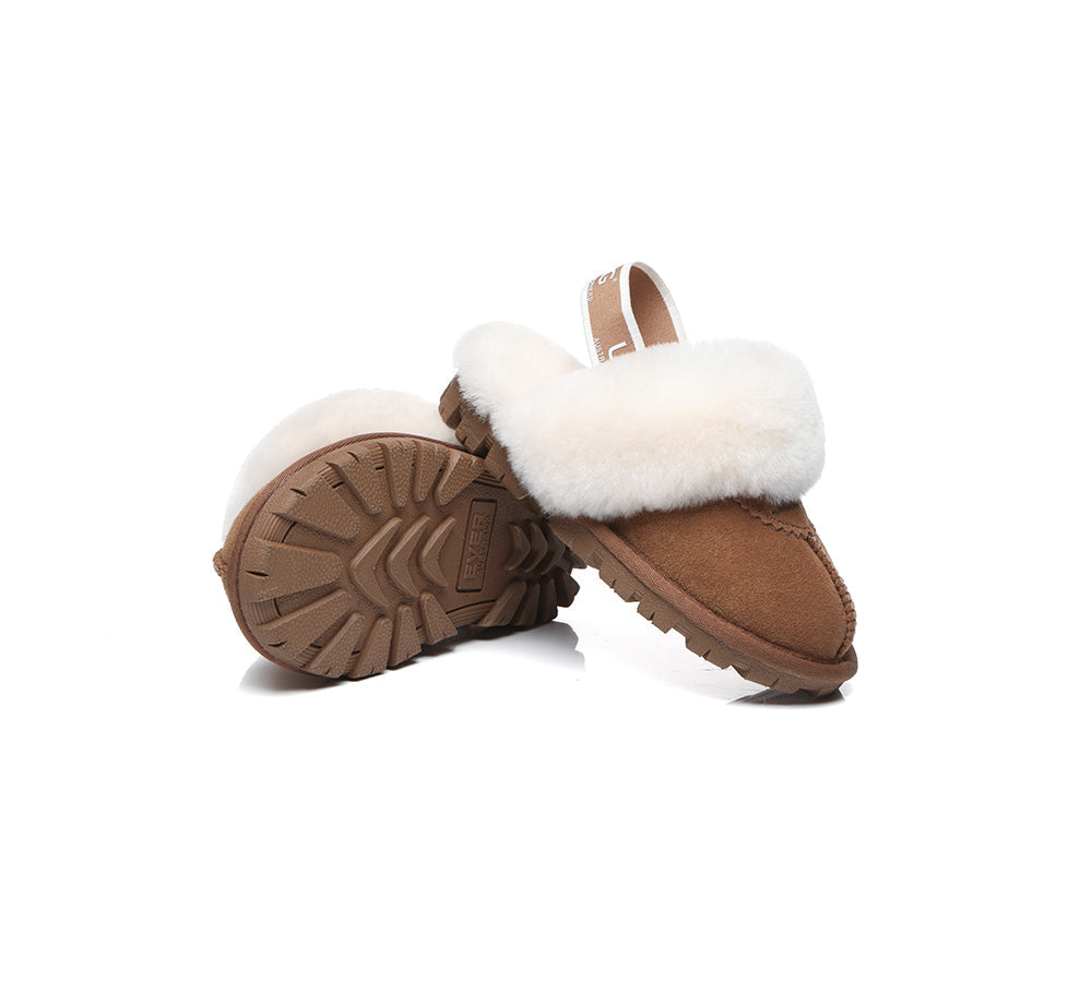 AUSTRALIAN SHEPHERD® UGG Slippers Kids Sheepskin Wool Slingback Waffle Plus
