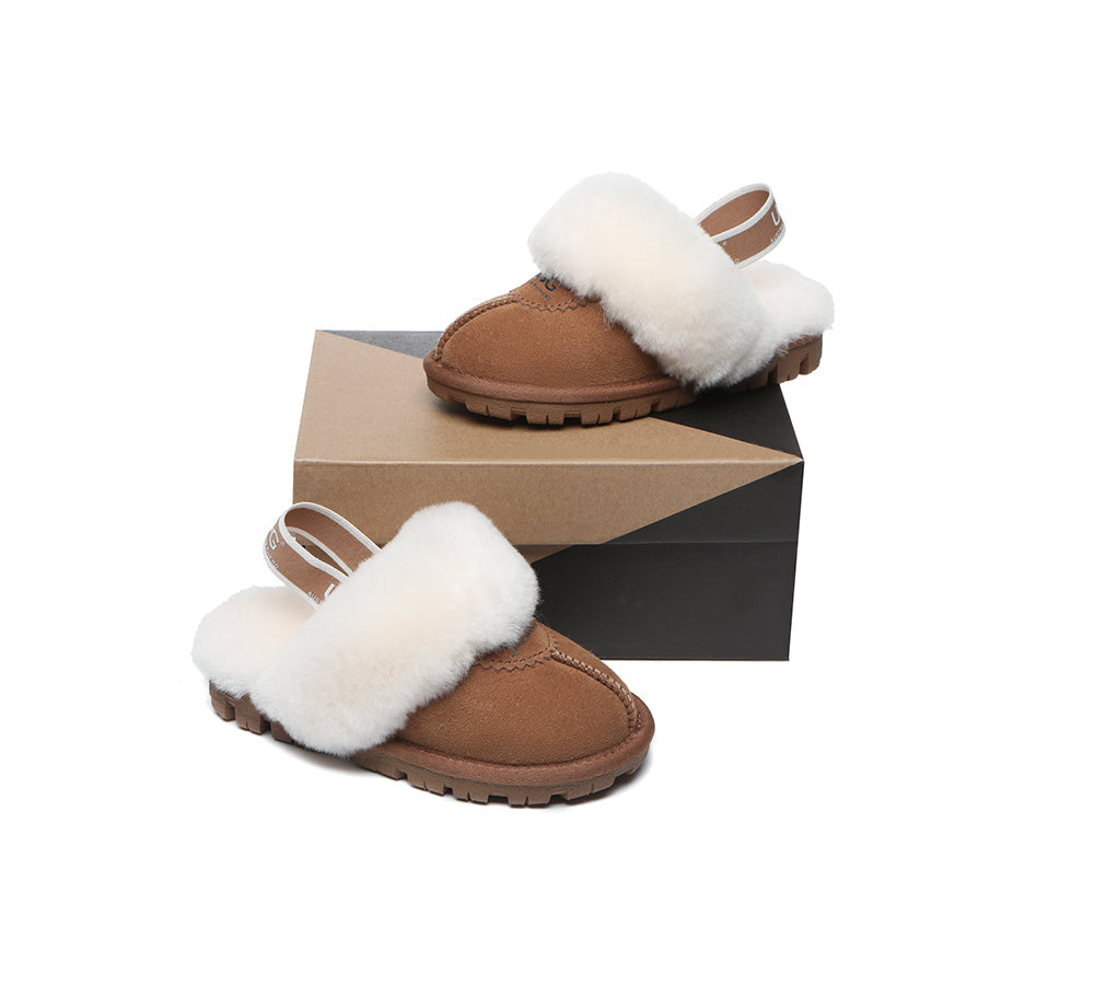 AUSTRALIAN SHEPHERD® UGG Slippers Kids Sheepskin Wool Slingback Waffle Plus