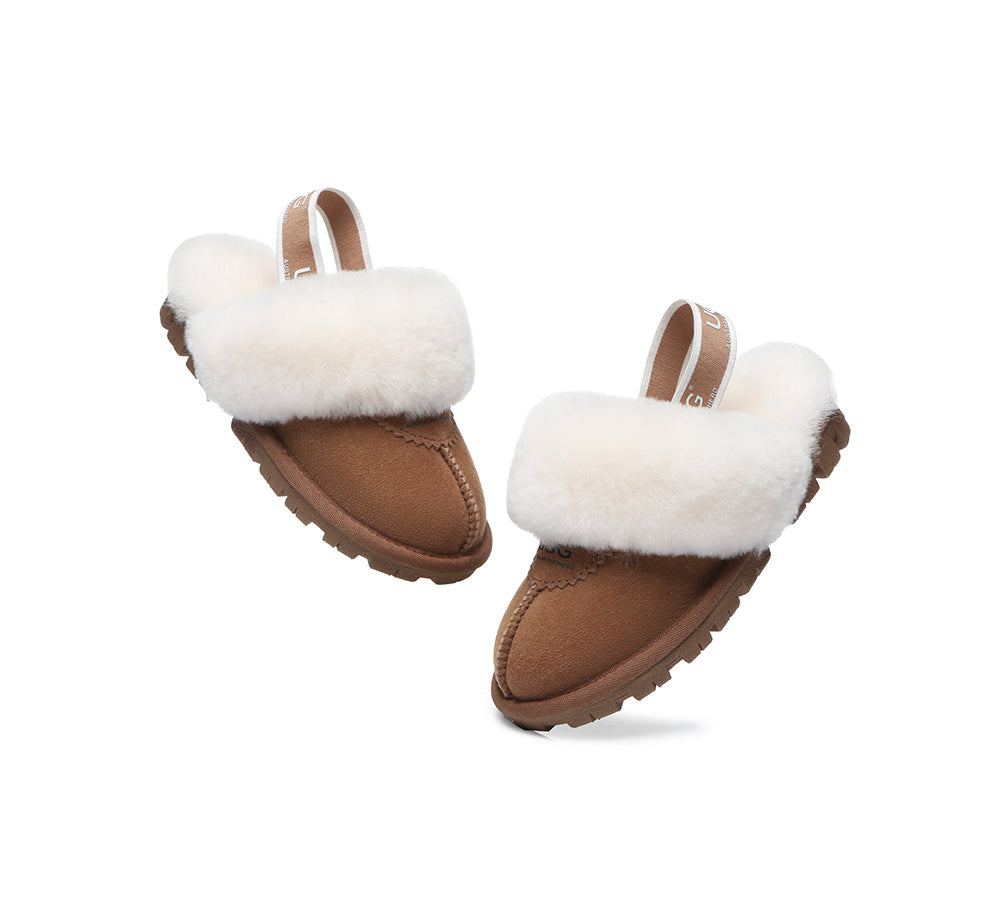 AUSTRALIAN SHEPHERD® UGG Slippers Kids Sheepskin Wool Slingback Waffle Plus