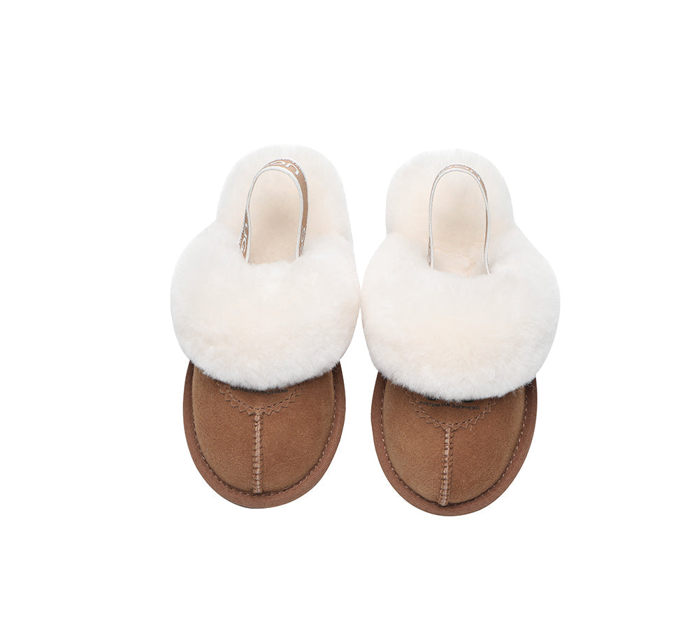 AUSTRALIAN SHEPHERD® UGG Slippers Kids Sheepskin Wool Slingback Waffle Plus