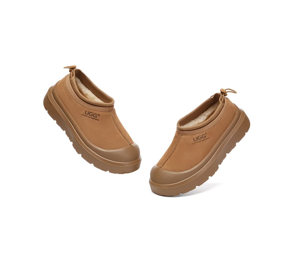 Australian Shepherd® UGG Slippers Men Sheepskin Wool Drawstring Large Size Harlow