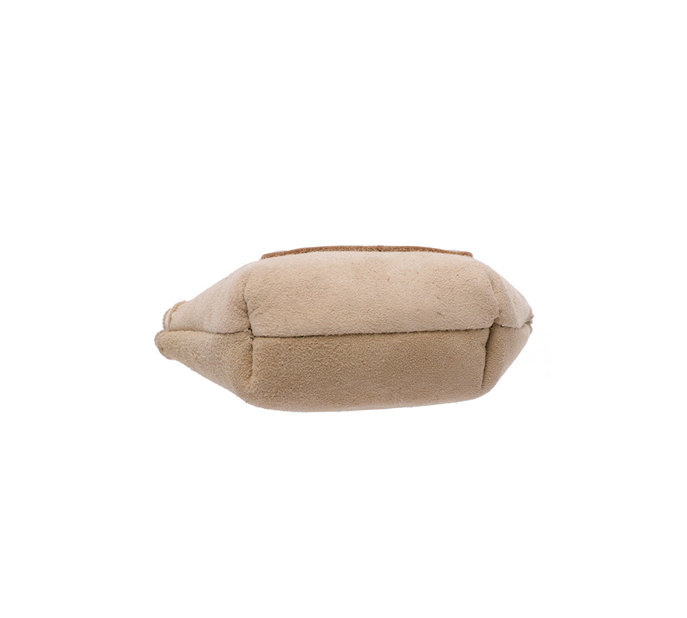 Sheepskin Wool Coin Zip Purse With Key Ring